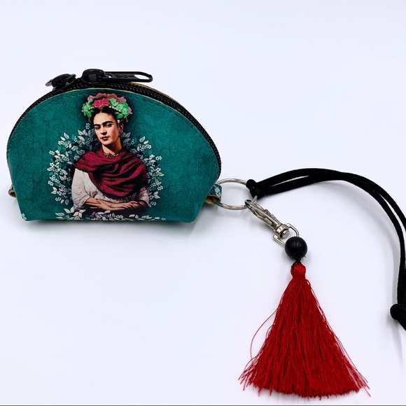 Frida Kahlo Leather Zipper Coin Tassel Purse - Picture 6 of 7